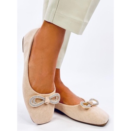 Serna Ballerine in camoscio beige con fiocco 1