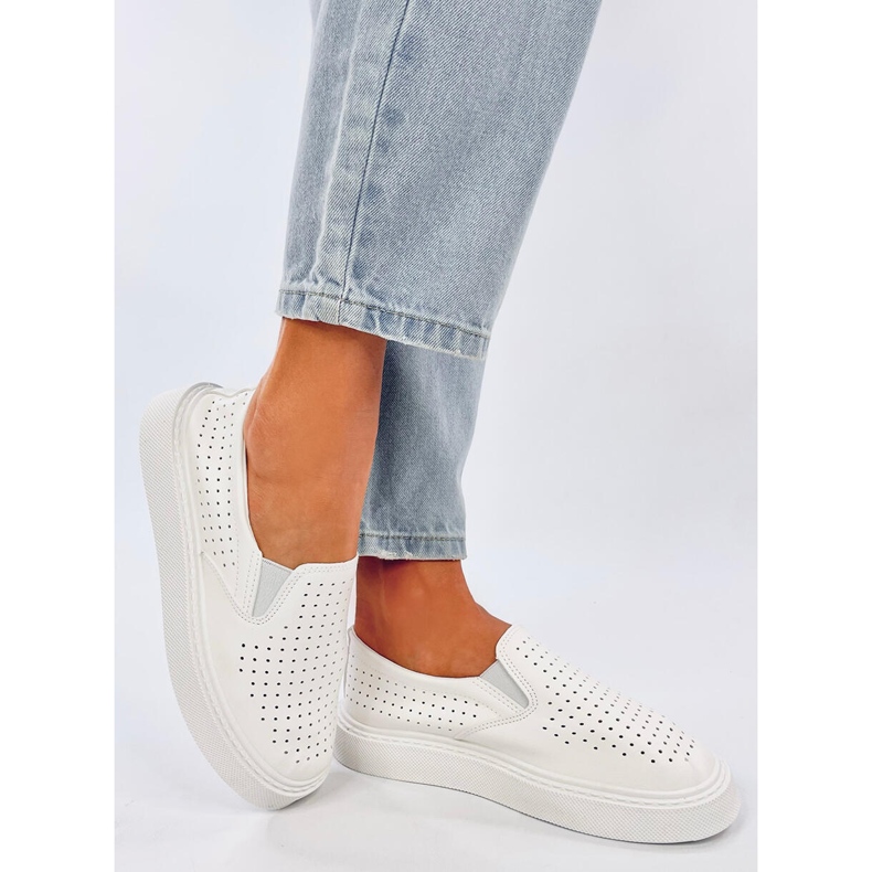 Towns Sneaker slip-on bianche traforate bianco 1