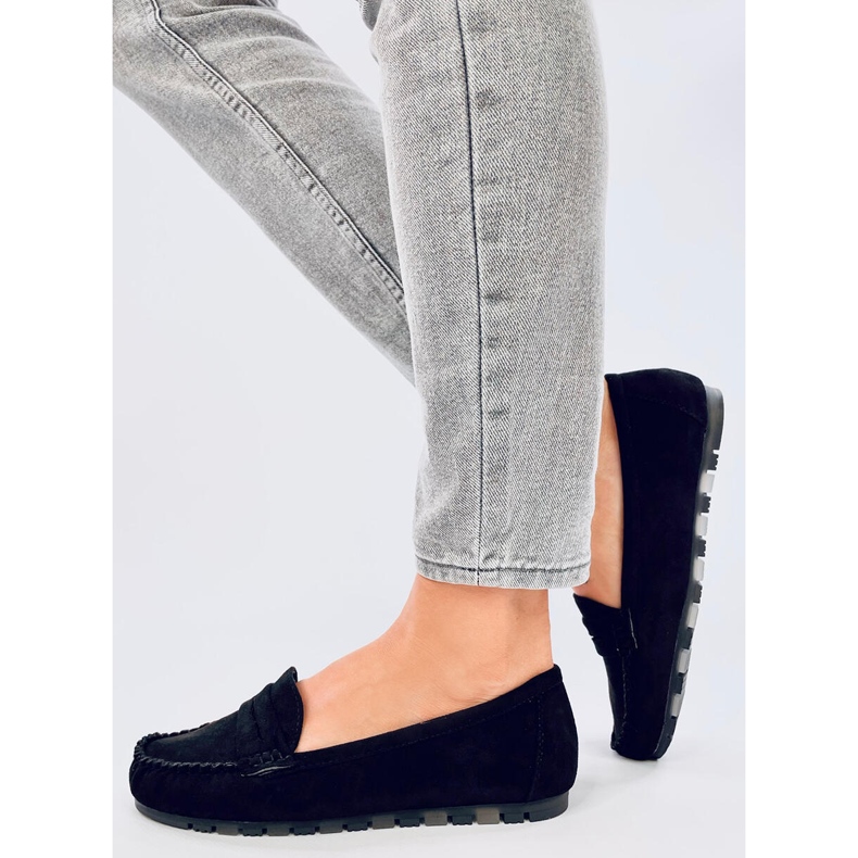 Anaya Mocassino in camoscio nero da donna 2