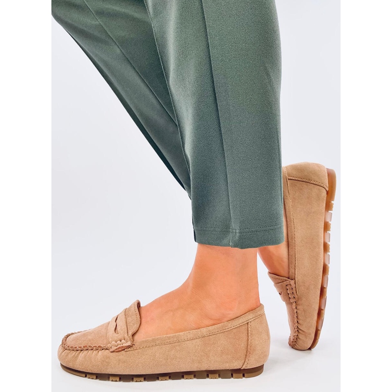 Mocassini da donna Anaya Khaki in camoscio beige 2
