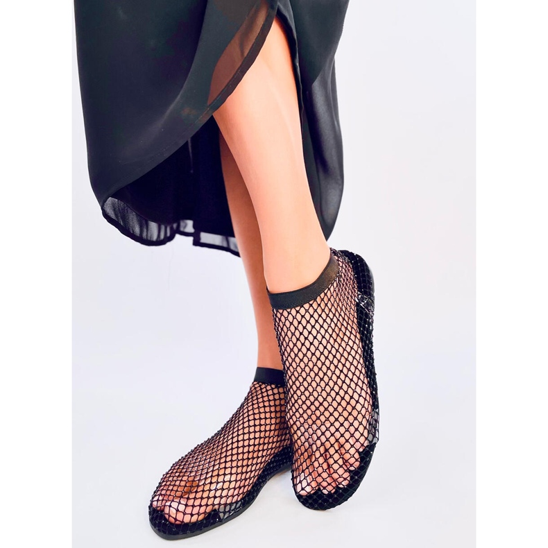 Peyton Sandali in rete nera con strass nero 1