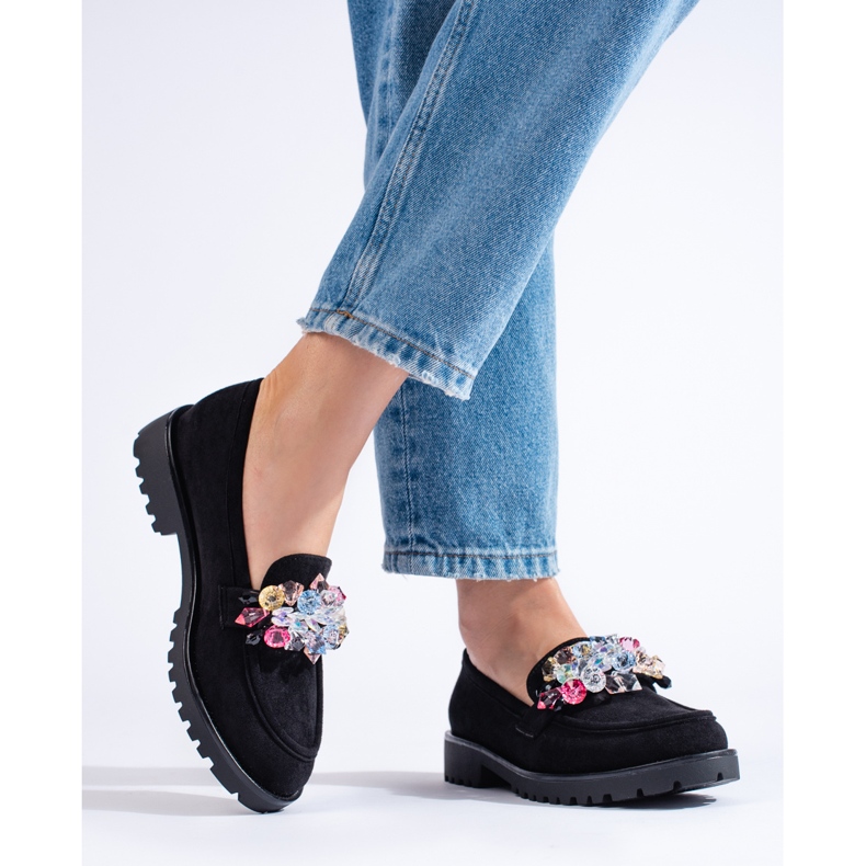 Scarpe da donna in suede con decorazioni Shelovet nero 1