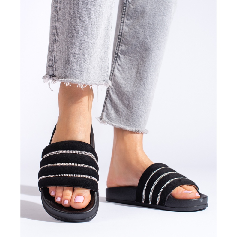 Sandali neri da donna con zirconi Shelovet nero 2