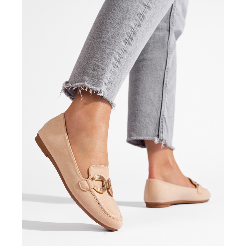 Comodi mocassini Shelovet in camoscio beige 2
