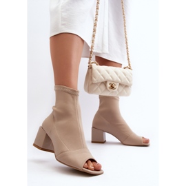 Zazoo 2876 Stivali con tacco alto da donna e punta aperta, Beige 2