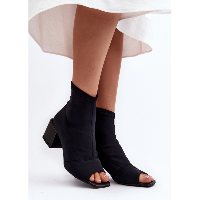 Zazoo 2876 Stivali con tacco alto da donna e punta aperta, Neri nero 1