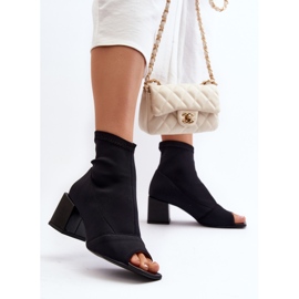 Zazoo 2876 Stivali con tacco alto da donna e punta aperta, Neri nero 2