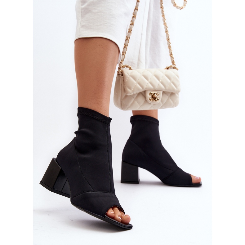 Zazoo 2876 Stivali con tacco alto da donna e punta aperta, Neri nero 2