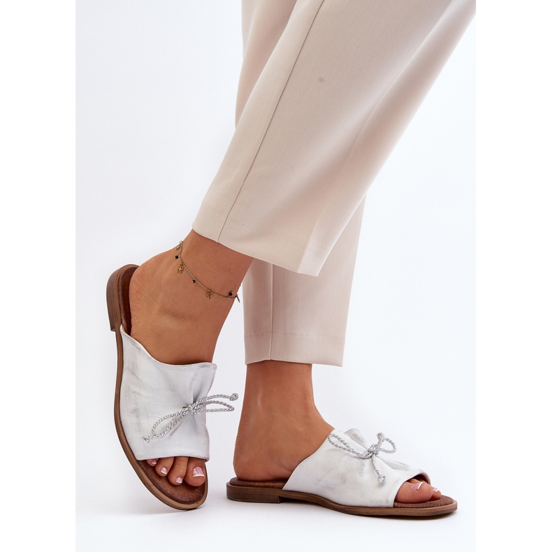 Pantofole in pelle da donna Zazoo 2659 Argento 2