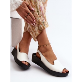 Zazoo 2893 Sandali da Donna in Pelle con Suola Spessa, Bianco bianca 1