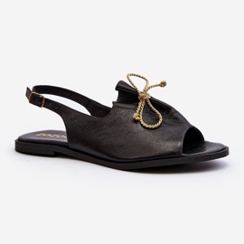 Sandali piatti in pelle Zazoo 2898 Neri nero 1
