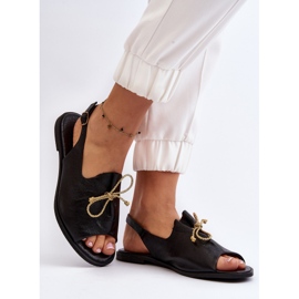 Sandali piatti in pelle Zazoo 2898 Neri nero 2