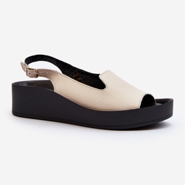 Zazoo 2893 Sandali da donna in pelle con suola spessa, beige chiaro 1
