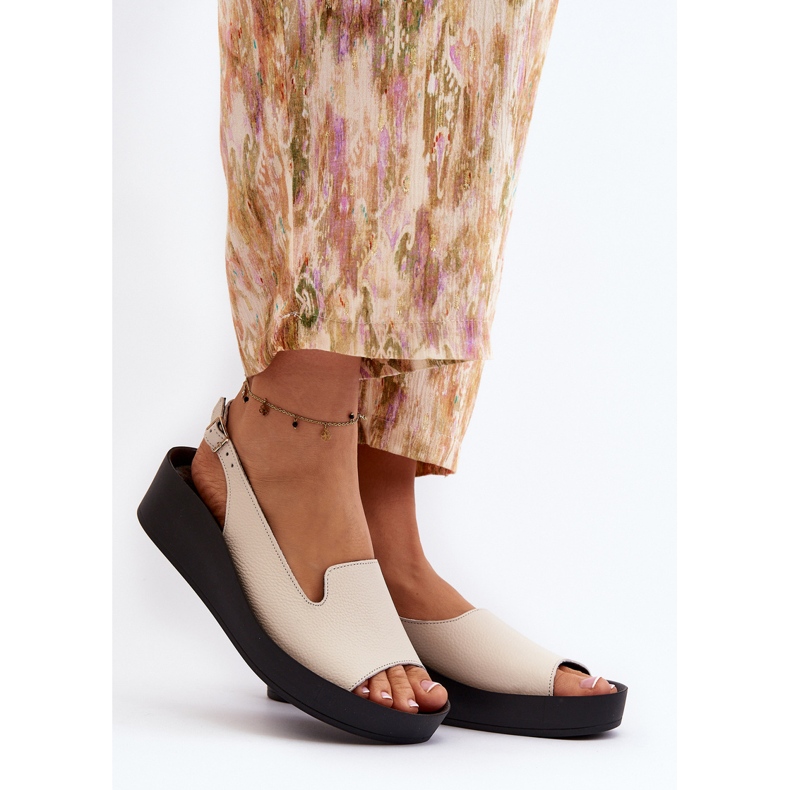 Zazoo 2893 Sandali da donna in pelle con suola spessa, beige chiaro 2