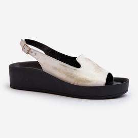 Zazoo 2893 Sandali da donna in pelle con suola spessa, oro spazzolato d'oro 1