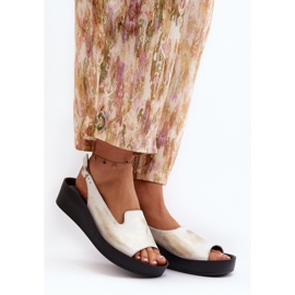 Zazoo 2893 Sandali da donna in pelle con suola spessa, oro spazzolato d'oro 2