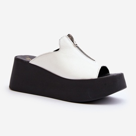 Zazoo 2916 Infradito da donna su un'enorme piattaforma con cerniera, bianco 1