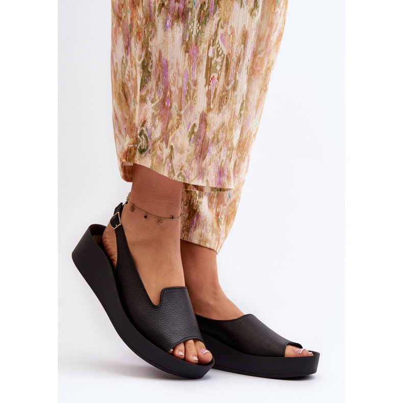 Zazoo 2893 Sandali da Donna in Pelle con Suola Spessa, Nero 2