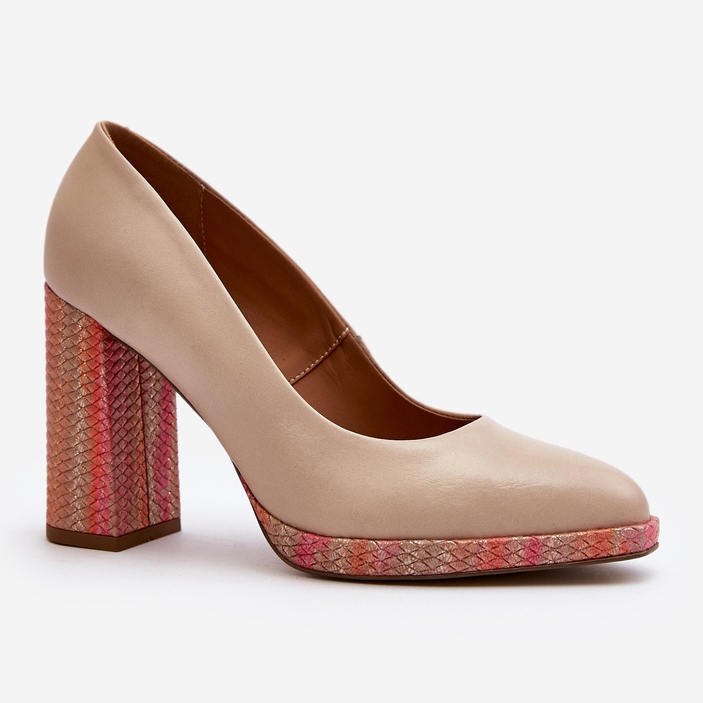 Laura Messi 2746 Décolleté con tacco alto beige chiaro 1