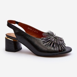 Sandali In Pelle Con Decorazione Laura Messi 2719 Nero 2
