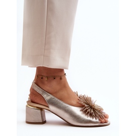 Sandali In Pelle Con Decorazione Laura Messi 2719 Oro d'oro 1