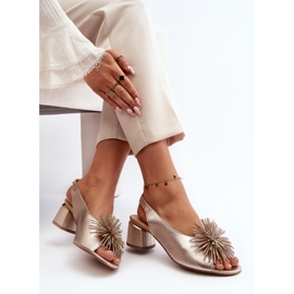 Sandali In Pelle Con Decorazione Laura Messi 2719 Oro d'oro 2