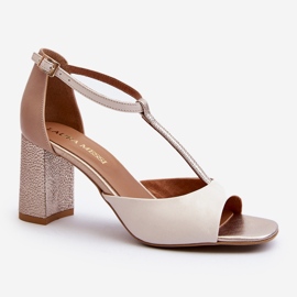 Sandali in pelle con tacco alto Laura Messi 2759 Beige 2