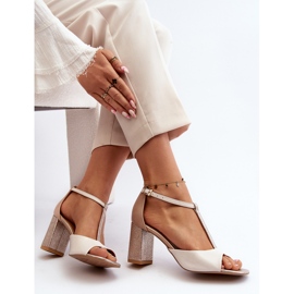 Sandali in pelle con tacco alto Laura Messi 2759 Beige 1