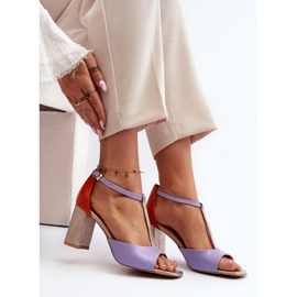 Sandali in pelle con tacco alto Laura Messi 2759 Viola 1