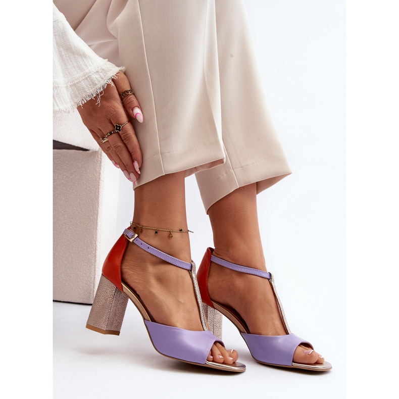 Sandali in pelle con tacco alto Laura Messi 2759 Viola 1