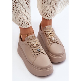 Sneakers Da Donna In Pelle Con Decori CheBello 4292 Beige 1