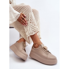 Sneakers Da Donna In Pelle Con Decori CheBello 4292 Beige 2