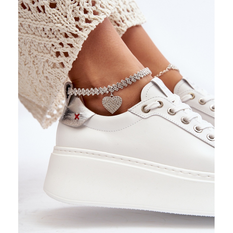 Sneakers da Donna in Pelle con Bracciale CheBello 4406 Bianco 1