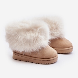 Stivali da neve isolanti per bambini con pelliccia, Beige Nohie 1