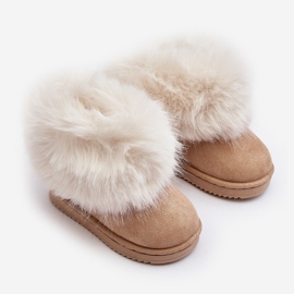 Stivali da neve isolanti per bambini con pelliccia, Beige Nohie 2
