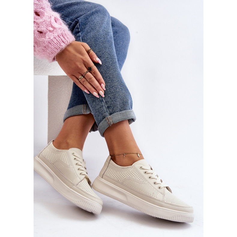 Sergio Leone Scarpe Sportive da Donna in Pelle Sneakers Bianche Failla bianco 1