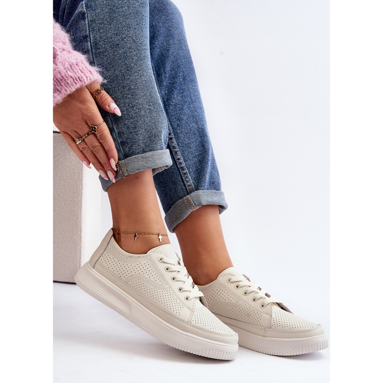 Sergio Leone Scarpe Sportive da Donna in Pelle Sneakers Bianche Failla bianco 2
