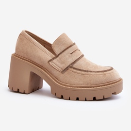 Scarpe con tacco grosso Feneli da donna beige 1