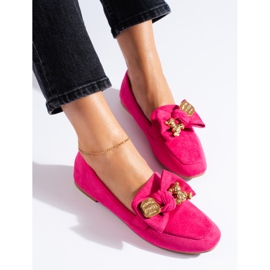 Mocassini da donna in camoscio fucsia rosa 1