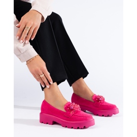 Mocassini da donna in camoscio fucsia rosa 1