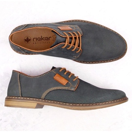 Scarpe da uomo comode in pelle blu navy Rieker 13439-14 2