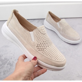 Scarpe slip-on sportive da donna in pelle traforata T.Sokolski 278 grigio 1