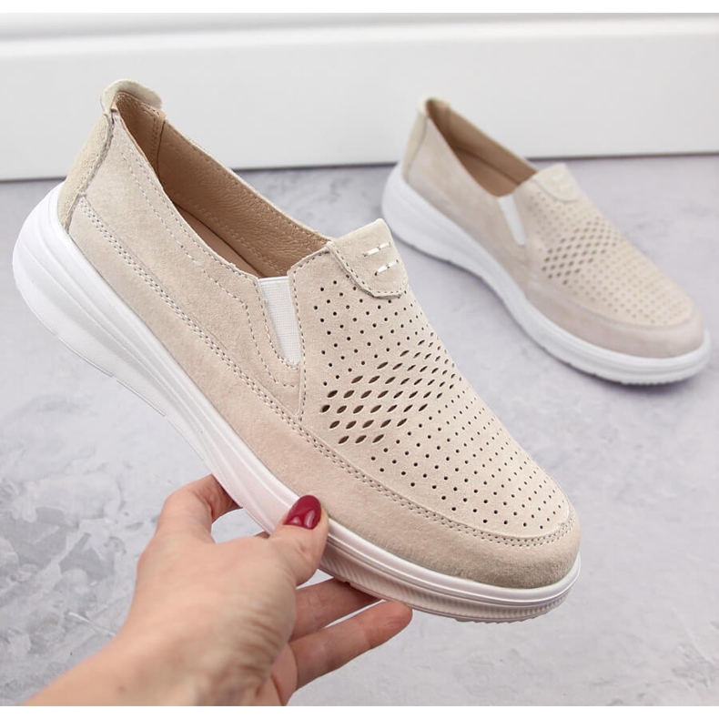 Scarpe slip-on sportive da donna in pelle traforata T.Sokolski 278 grigio 1
