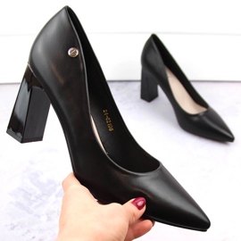 Décolleté da donna con tacco decorativo, nere, Vinceza 62106 nero 1