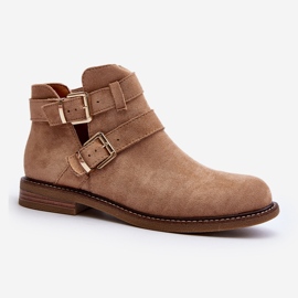 Stivali Bassi Con Cinturini Da Donna Beige Melviana 2