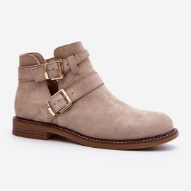 Stivali Bassi Con Cinturini Da Donna Melviana Beige Chiaro 2