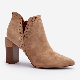 Stivaletti Vailen Beige Con Tacco Alto E Motivo Traforato 1