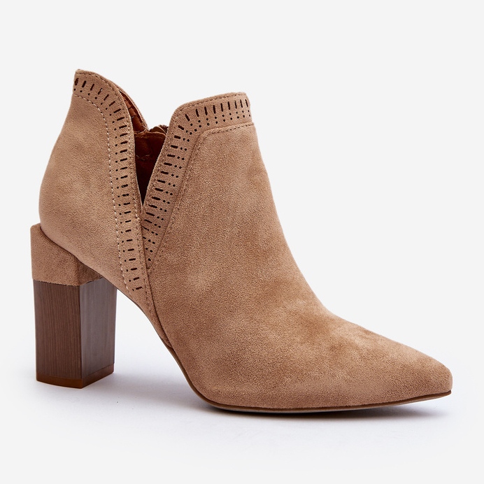 Stivaletti Vailen Beige Con Tacco Alto E Motivo Traforato 1