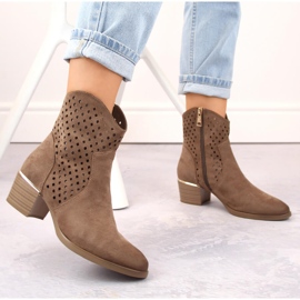 Stivali da cowboy traforati da donna in pelle scamosciata, marrone, Vinceza 58239 2