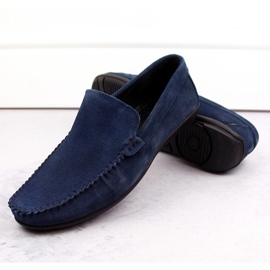 Scarpe da uomo in pelle scamosciata, mocassini blu navy T.Sokolski W1401-2 1